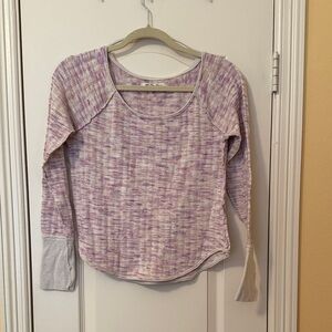 Free People Purple and Gray Crew Neck Sweater